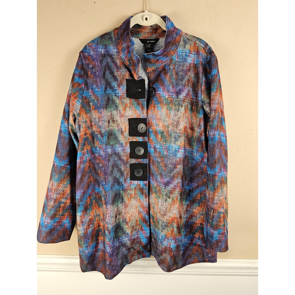 NWT Ali Miles Womens Rainbow Abstract Artsy Print Blazer Top Large